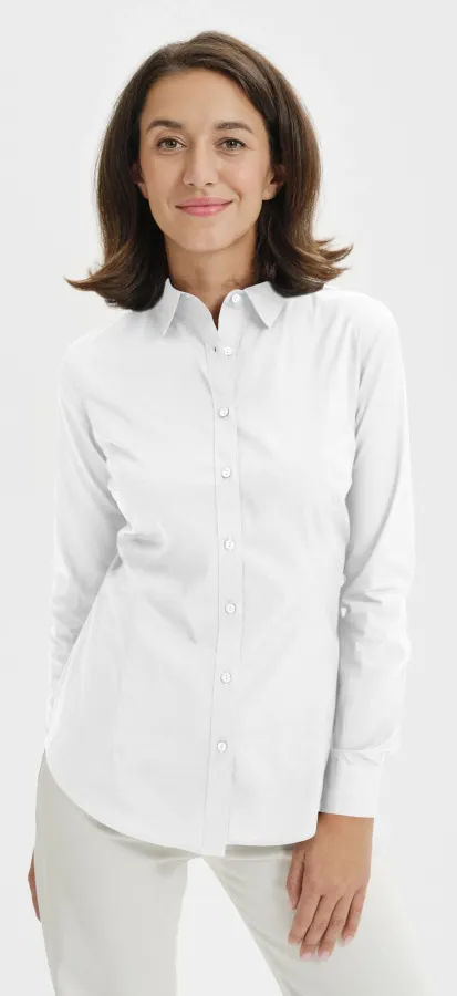 Дамска памучна блуза с дълъг ръкав, Бял Дамска памучна блуза с дълъг ръкав, Бял