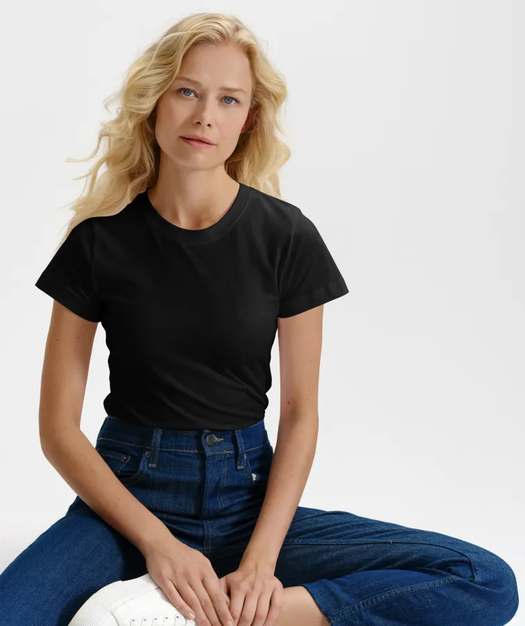 Дамска проста тениска, черен Дамска проста тениска, черен