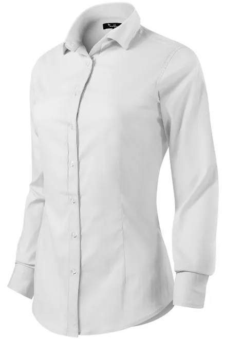 Дамска блуза с дълъг ръкав slim fit, Бял
