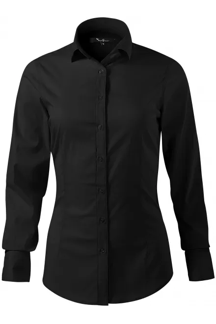 Дамска блуза с дълъг ръкав slim fit - черен, XL