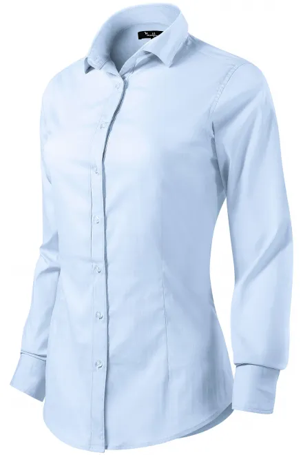 Дамска блуза с дълъг ръкав slim fit, светло синьо