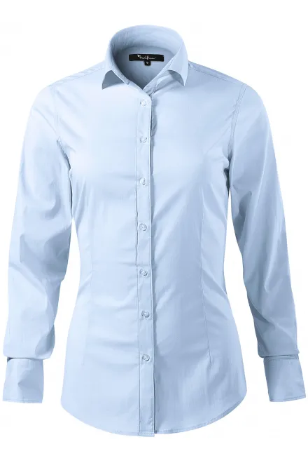 Дамска блуза с дълъг ръкав slim fit - светло синьо, XL