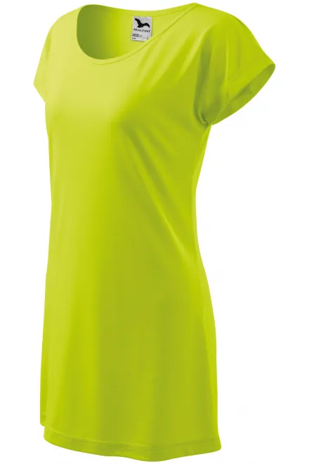 Дамска дълга тениска / рокля, липово зелено