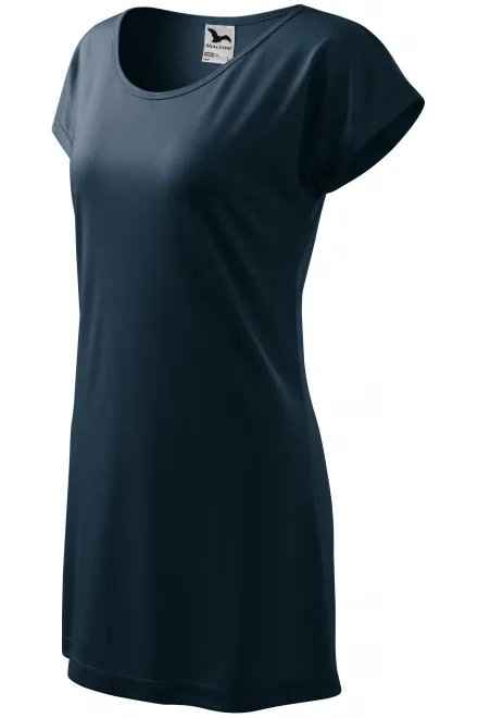 Дамска дълга тениска / рокля, тъмно синьо