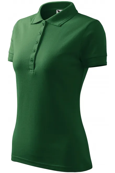 Дамска елегантна поло риза, бутилка зелено