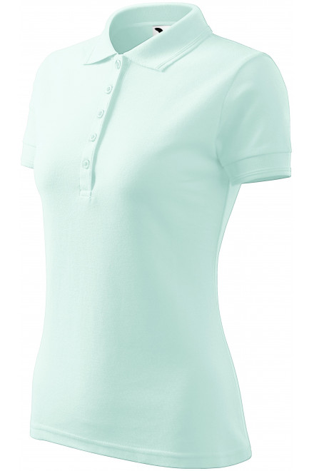 Дамска елегантна поло риза, ледено зелено, тениски с къс ръкав