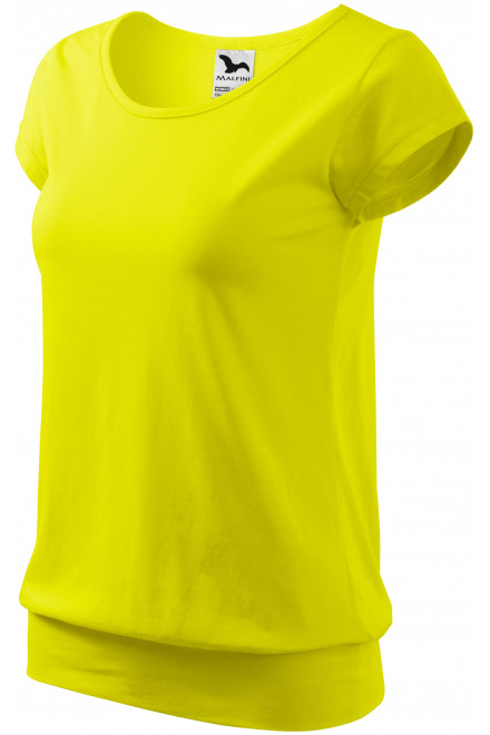 Дамска модерна тениска, лимонено жълто, памучни тениски