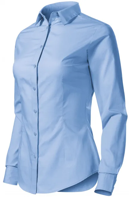 Дамска памучна блуза с дълъг ръкав, небесно синьо