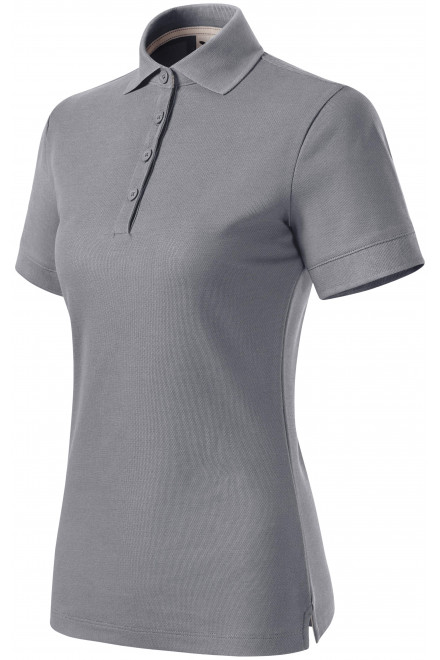 Дамска поло тениска от органичен памук, светло сребро, обикновени тениски