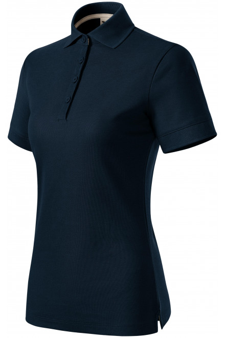 Дамска поло тениска от органичен памук, тъмно синьо, дамски тениски