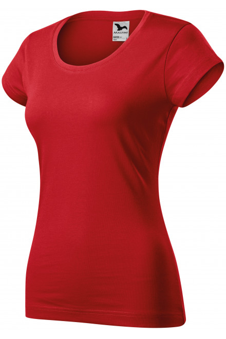 Дамска приталена тениска с кръгло деколте, червен, памучни тениски