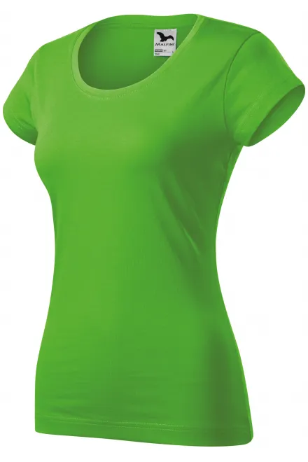 Дамска приталена тениска с кръгло деколте, ябълково зелено