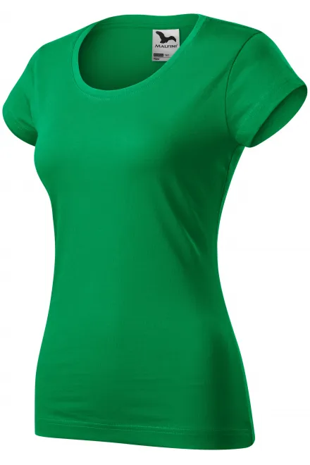 Дамска приталена тениска с кръгло деколте, трева зелено