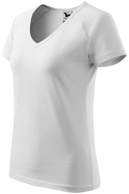 Дамска приталена тениска с ръкав реглан, Бял, обикновени тениски