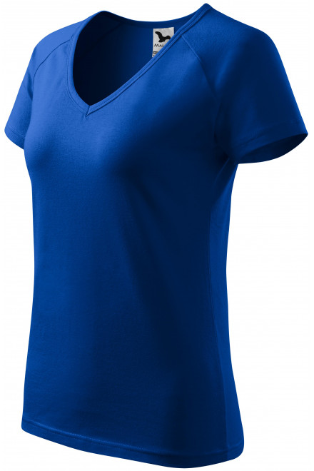 Дамска приталена тениска с ръкав реглан, кралско синьо, памучни тениски