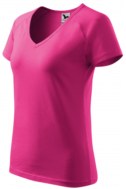 Дамска приталена тениска с ръкав реглан, лилаво, памучни тениски