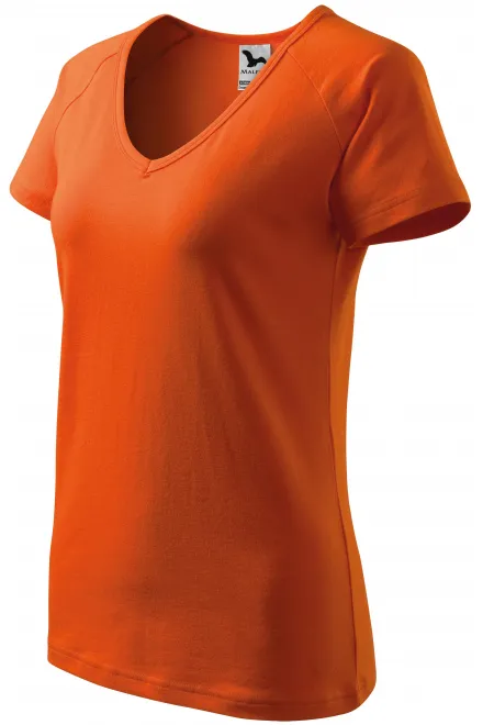 Дамска приталена тениска с ръкав реглан, оранжево