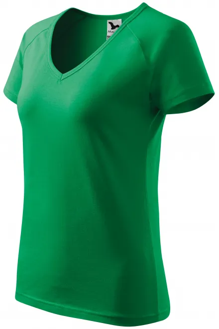 Дамска приталена тениска с ръкав реглан, трева зелено