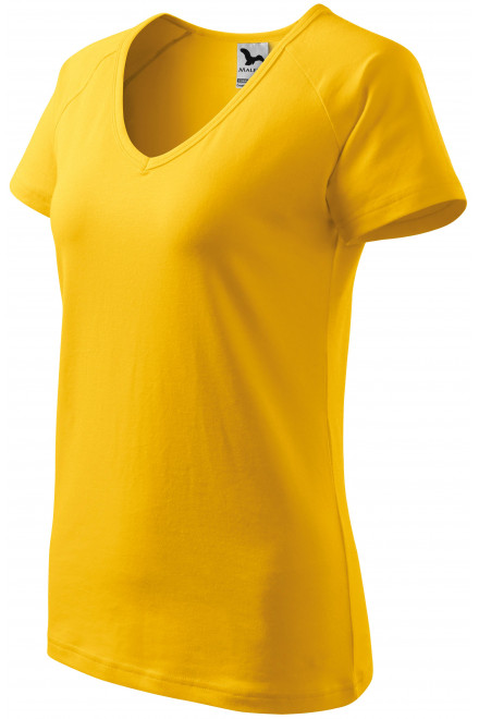 Дамска приталена тениска с ръкав реглан, жълт, обикновени тениски