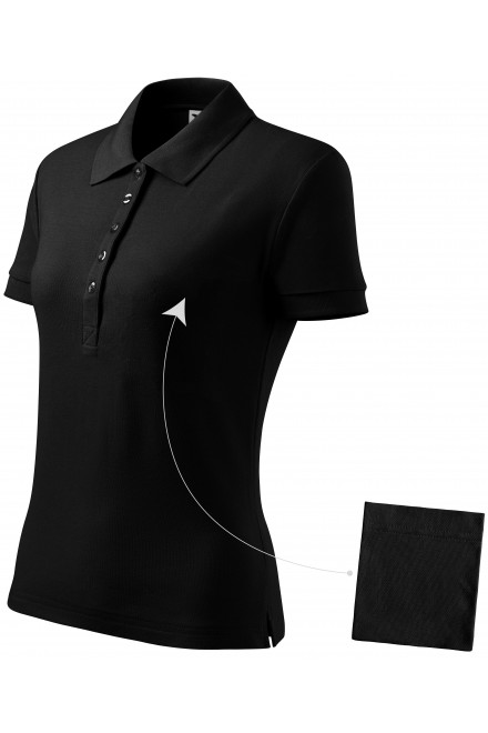Дамска проста риза поло, черен, дамски поло тениски
