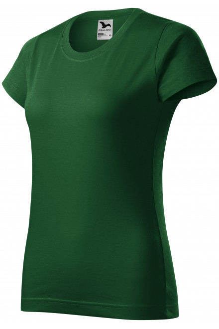 Дамска проста тениска, бутилка зелено, обикновени тениски