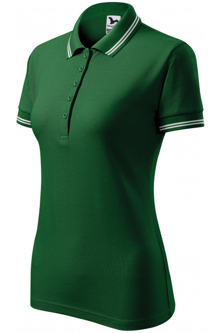 Дамска риза поло контра, бутилка зелено, тениски за печат