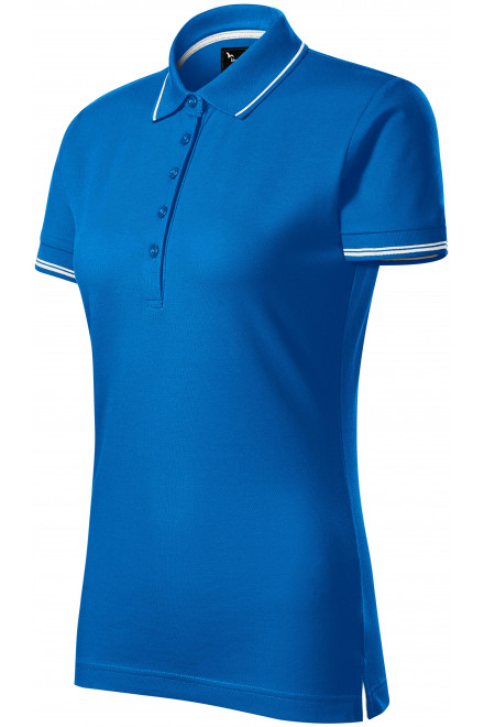 Дамска риза поло с къс ръкав, океанско синьо, памучни тениски