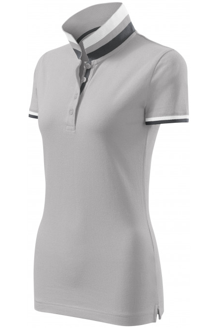 Дамска риза поло с яка нагоре, сребристо сиво, тениски за печат