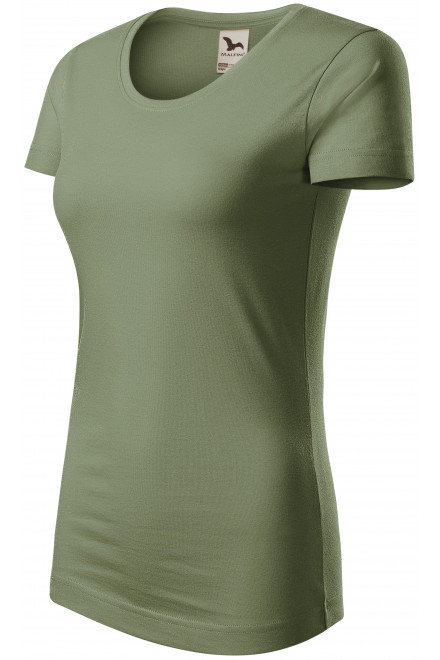 Дамска тениска от органичен памук, каки, зелени тениски