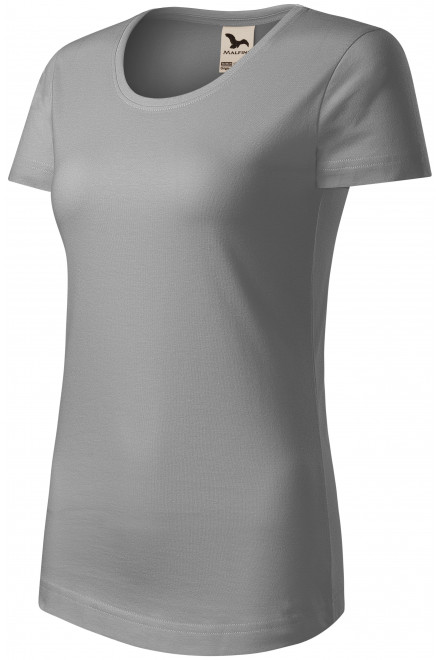 Дамска тениска от органичен памук, светло сребро, тениски с къс ръкав
