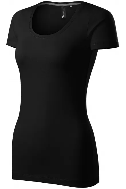 Дамска тениска с декоративни шевове, черен