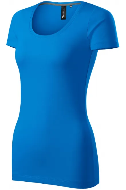 Дамска тениска с декоративни шевове, океанско синьо