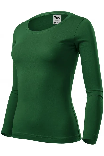 Дамска тениска с дълъг ръкав, бутилка зелено