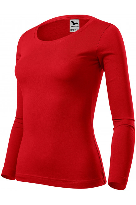 Дамска тениска с дълъг ръкав, червен, червени тениски