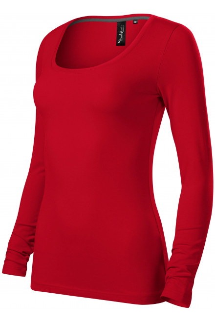 Дамска тениска с дълъг ръкав и по-дълбоко деколте, формула червено