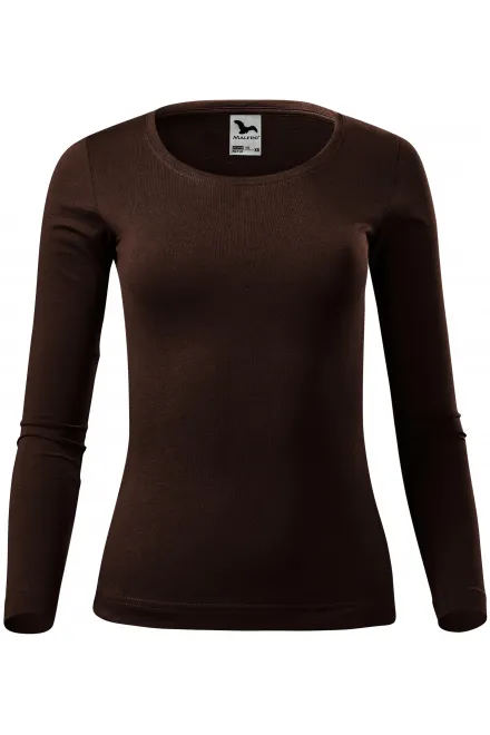 Дамска тениска с дълъг ръкав - кафе, XS