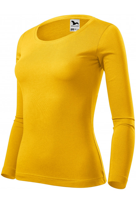 Дамска тениска с дълъг ръкав, жълт, дамски тениски