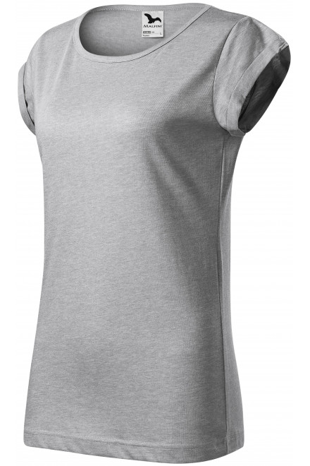 Дамска тениска със завити ръкави, сребърен мрамор, тениски с къс ръкав