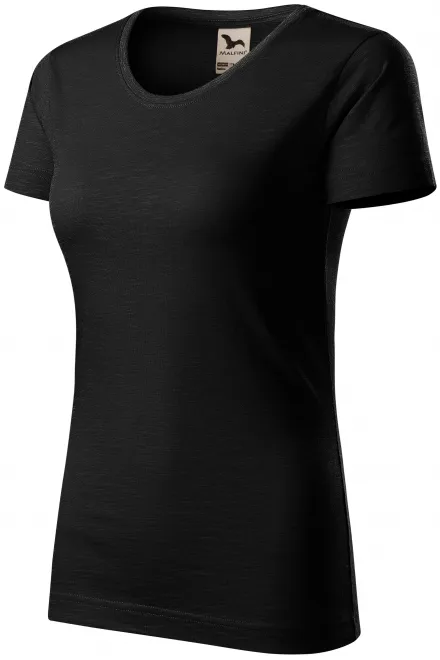 Дамска тениска, текстуриран органичен памук, черен