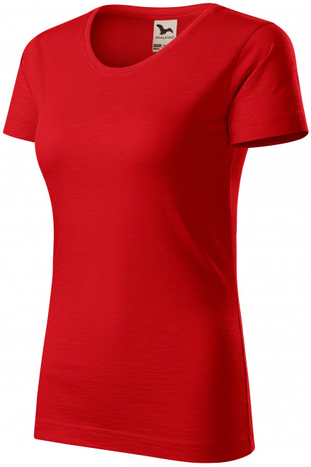 Дамска тениска, текстуриран органичен памук, червен, тениски без щампи