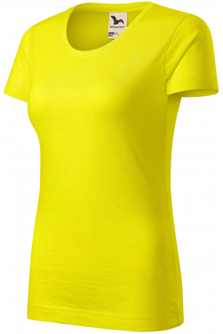 Дамска тениска, текстуриран органичен памук, лимонено жълто, тениски с къс ръкав