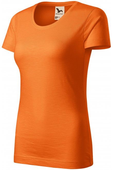 Дамска тениска, текстуриран органичен памук, оранжево, тениски с къс ръкав