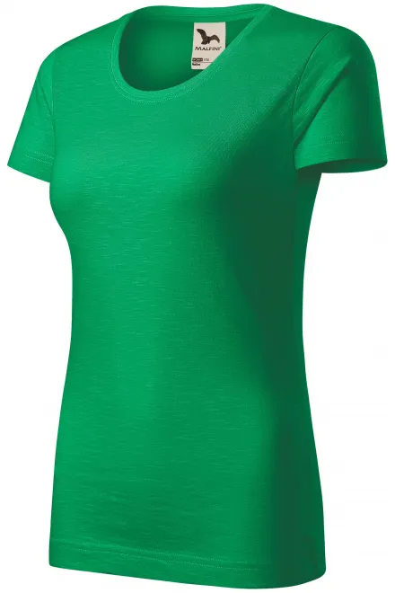 Дамска тениска, текстуриран органичен памук, трева зелено