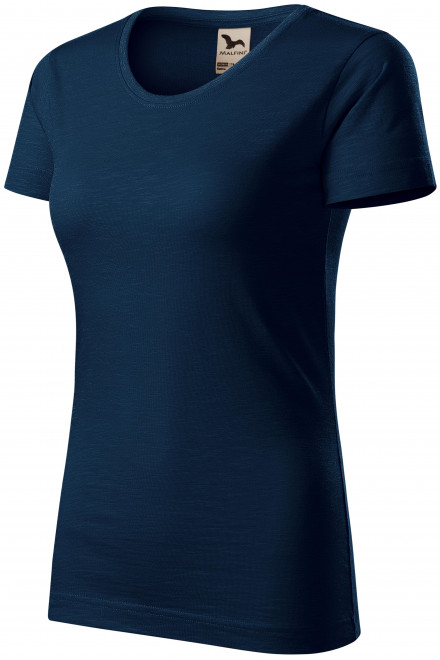 Дамска тениска, текстуриран органичен памук, тъмно синьо, памучни тениски