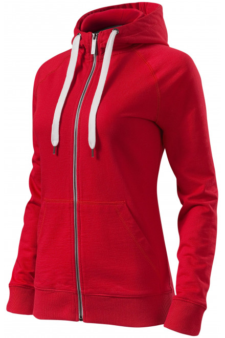 Дамски контрастен суичър с качулка, формула червено, дамски якета