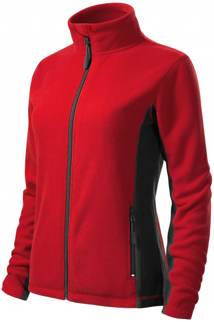 Дамско поларено контрастно яке, червен, червени суичъри