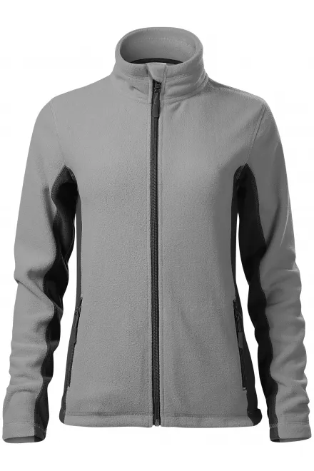 Дамско поларено контрастно яке - светло сиво, 2XL