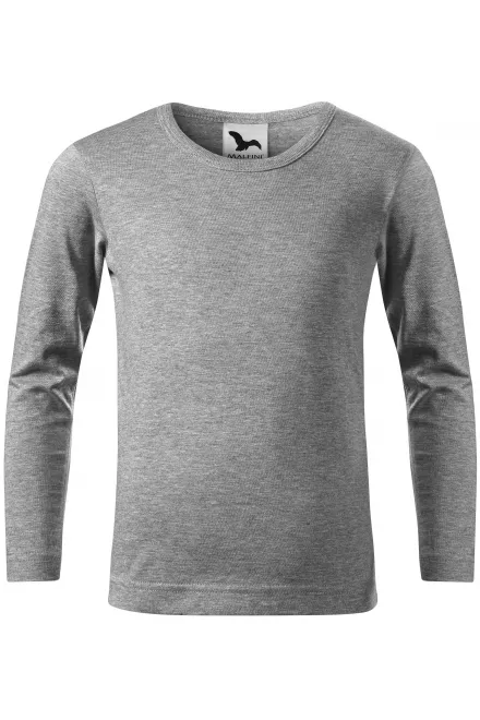 Детска тениска с дълъг ръкав - тъмно сив мрамор, 158 см / 12 години