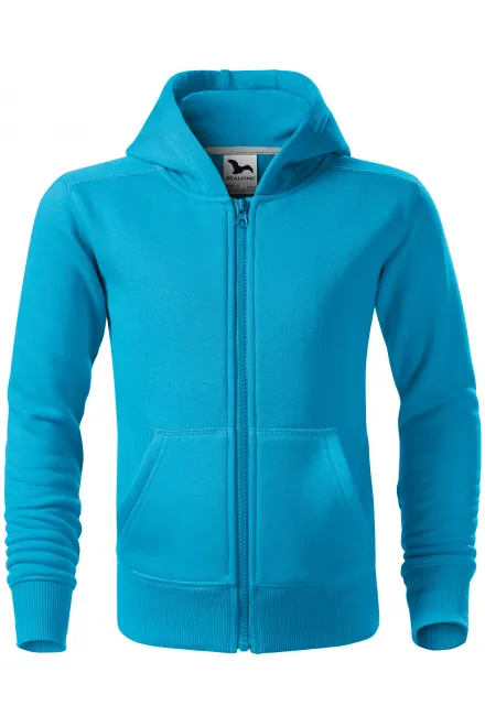 Детски суичър с качулка - тюркоаз, 146 см / 10 години