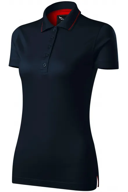Елегантна дамска риза с поло, тъмно синьо